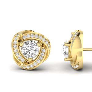 14K Solid Gold Studs, VVS Moissanite Diamond Stud Earrings for Women, 1.26 Ct Diamond Studs, Anniversary Gift for Wife, Mom, Daughter