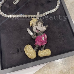Iced Out Mickey Mouse Pendant Etsy UK