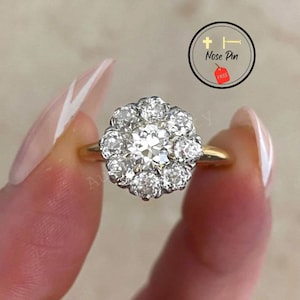 Anillo de moissanita Art Déco: 1,80 quilates, talla redonda, alianza de boda de plata de ley 925.