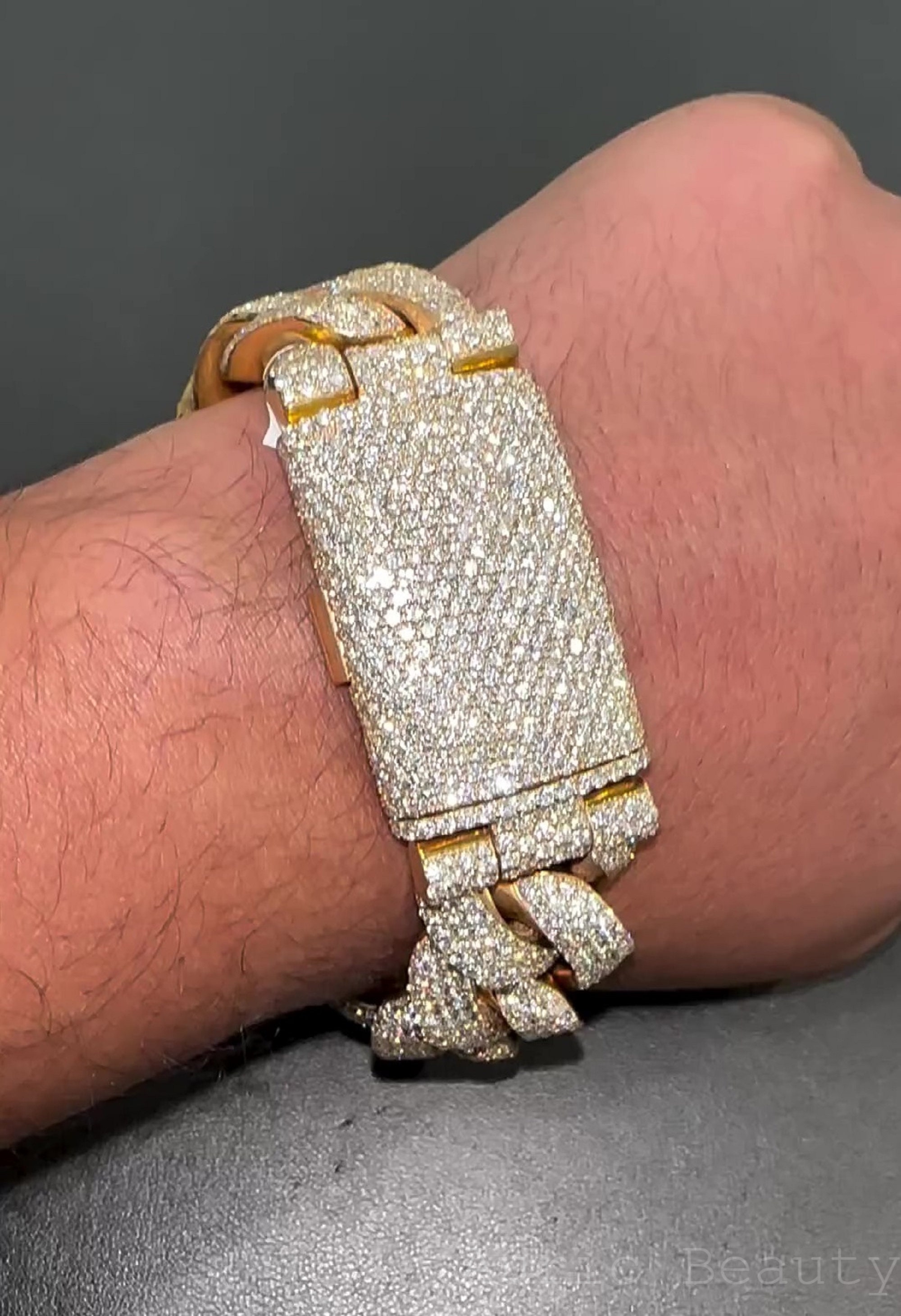 26 MM VVS Moissanite Diamond Men Bracelet, 925 Sterling Silver, Hip Hop Miami Bracelet, 14k White Gold Finish, Rapper Bracelet, Gift For Him