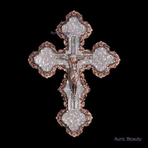 3D Cross Design Pendant For Men, Real Moissanite Iced Out Cross, Jesus Pendant, Hip Hop Pendant, Custom Cross, 14k Rose and White Gold Over