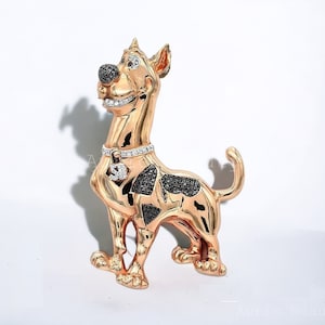 Solider 3D-Hundegesichtanhänger, echter Moissanit-Diamantanhänger in Schwarzweiß, Hip-Hop-Herrenanhänger, 925er Silber, 14K Roségold-Finish, Geschenk für ihn