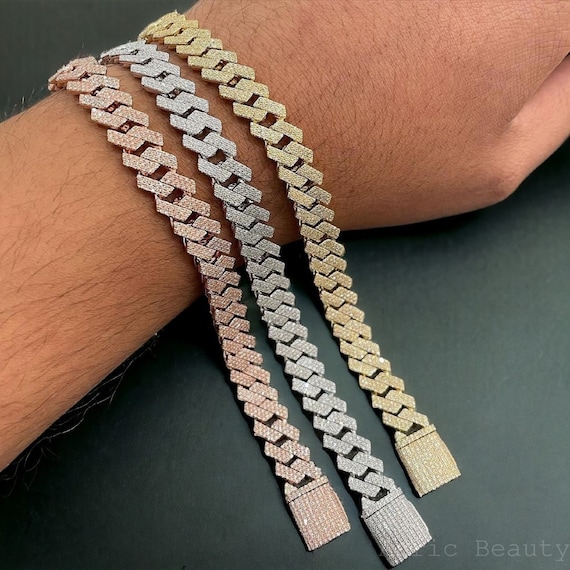 Pulsera De Cadena Cubana Con Diamante Moissanite De 6mm, Oro | Cuotas Sin Inter&eacute;s