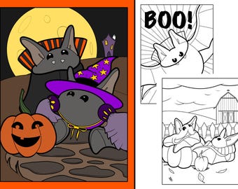 The Adventures of Bean & Flat Halloween coloring pages! | ORIGINAL artwork | PDF file!