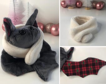 Made to Order Christmas Holiday Plush Bean Bat | White Scarf Included