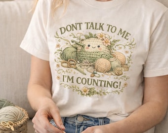 Crochet Shirt, Garment-Dyed Cotton Tee, Yarn Lover Gift, Counting Rows Shirt