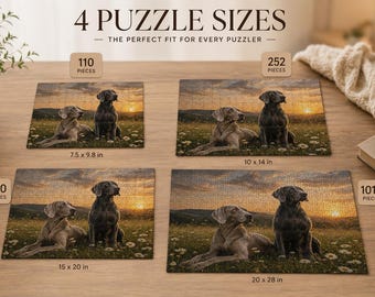 Weimaraner Dog Puzzle, Custom Dog Lover Jigsaw Puzzle, Memorial Pet Gift, Sunset Meadow Puzzle, Dog Mum Gift, Weimaraner Gift
