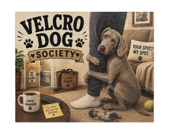 Velcro Dog Society Puzzle | Dog Humor Jigsaw 520 Pieces, Weimaraner puzzle, Weimaraner Gift, Velcro gift