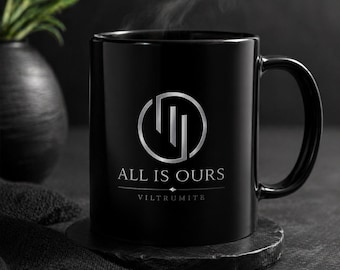 All Is Ours logo Black Mug | 11oz, Monochrome Symbol Coffee Cup, Invincible mug, Viltrumite mug
