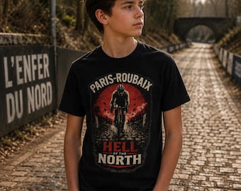 Paris-Roubaix Hell of the North tee | Cycling Race Graphic Kids Tee, Paris Roubaix kids tshirt, Racing Tshirt,