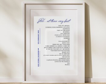 SATVB 8th February OVO Glasgow Setlist Poster | Fan Inspired Wall Art | Music Print