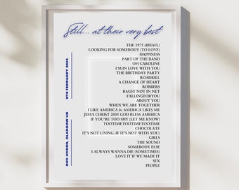 SATVB 9th February OVO Glasgow Setlist Poster | Fan Inspired Wall Art | Music Print