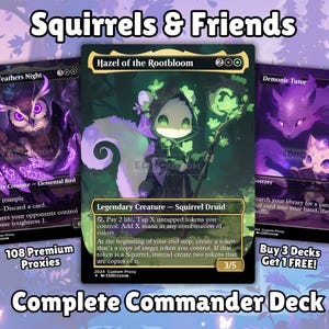 Mazzo Proxy Squirrel Hazel of the Rootbloom 100 carte + Sideboard + Segnalini / Proxy MTG personalizzati di qualità premium per EDH Commander