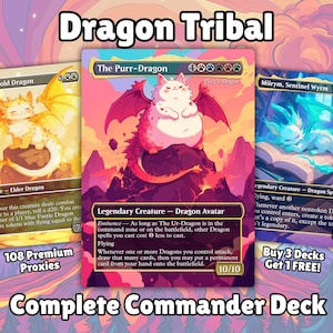Deck de procuration tribal Dragon Ur Dragon 100 cartes + buffet + jetons | Proxy MTG personnalisés de qualité supérieure pour EDH Commander