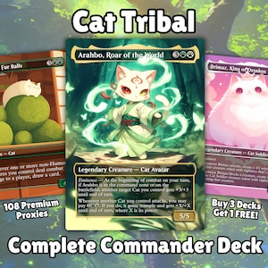 Baralho Proxy Tribal Cat Arahbo 100 Cartas + Fichas | Proxies MTG Personalizados de Qualidade Premium para Comandante EDH