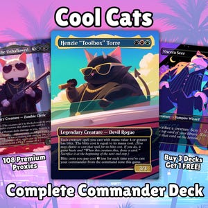 Baralho Henzie Cool Cats Proxy 100 Cartas + Tokens | Proxies MTG personalizados de alta qualidade para EDH Commander
