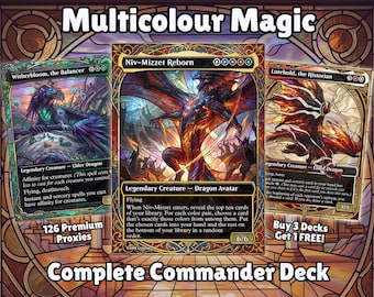 Stained Glass Dragon Proxy Deck 100 Cards + Sideboard + Tokens | Full Commander Deck EDH