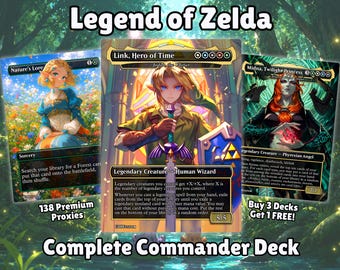 Legend of Zelda Proxy Deck 100 Cards + Tokens + Sideboard | Full Commander Deck EDH