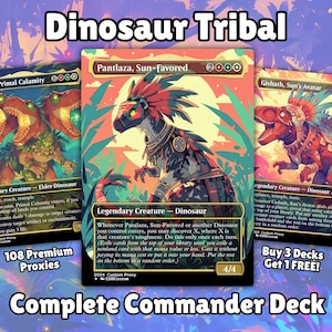 Mazzo Proxy Dinosaur Pantlaza 100 carte + Sideboard + Segnalini / Proxy MTG personalizzati di qualità premium per EDH Commander