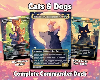 Cats and Dogs Proxy Deck Rin and Seri 100 Cards + Sideboard + Tokens | Full Commander EDH Deck
