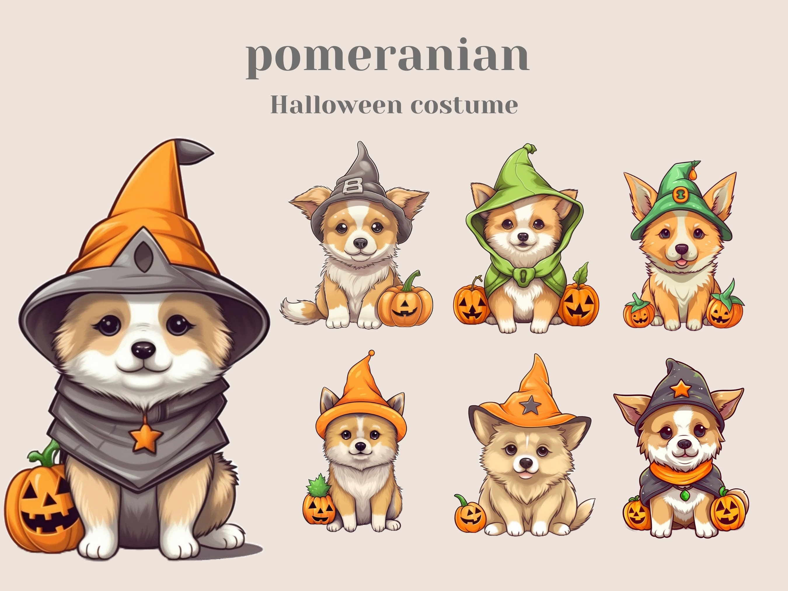 Dogs in Halloween Costume Clipart Pack, Clip Art for Commercial Use ...