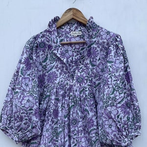summer purple flower printed boho long maxi dress / 3/4th sleeve with buttons maxi dress / v neckline printed long maxi dress