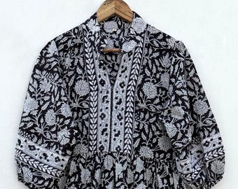 panther black floral printed cotton long maxi dress / v neckline border neck maxi dress / 3/4th sleeve women long maxi dress