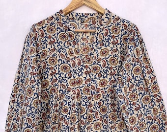 travel wear cotton printed mini maxi dress / collared neckline summer mini dress / long sleeve women wear mini dress