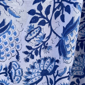summer blue lotus flower printed new style maxi dress / v neckline boho maxi dress / 3/4th sleeve with button women maxi dress zdjęcie 4