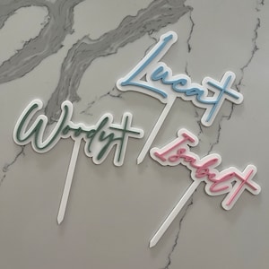 Nom + croix pour gâteau | double couche | acrylique | anniversaire | douche nuptiale