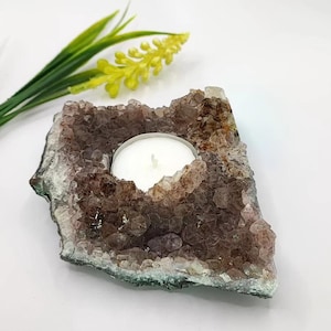 ブラジル産レインボーアメジストクラスターキャンドルホルダー 高品質