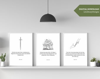 Carteles de citas minimalistas del Trono de cristal - Sarah J Maas, TOG Bookish Quote, Aelin Galathynius, Impresión/Póster, 3 citas