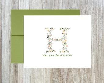 Personalized Stationery || Floral Initial Stationary Cards || Personalized Gift || Stationary