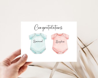 Personalized Twin Card || Twin Boys || Twin Girls || Personalized Card