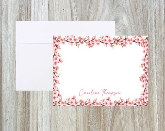 Papeterie personnalisée || Cartes florales roses || Papeterie florale rose