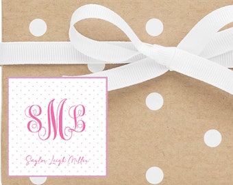 Personalized Monogrammed Calling Card || Girl Calling Card || Pink Polka Dot Calling Card || GIft Card || Stickers