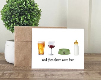 New Baby Card || Beer Wine Dog Bowl Bottle || Congratulations Card ||