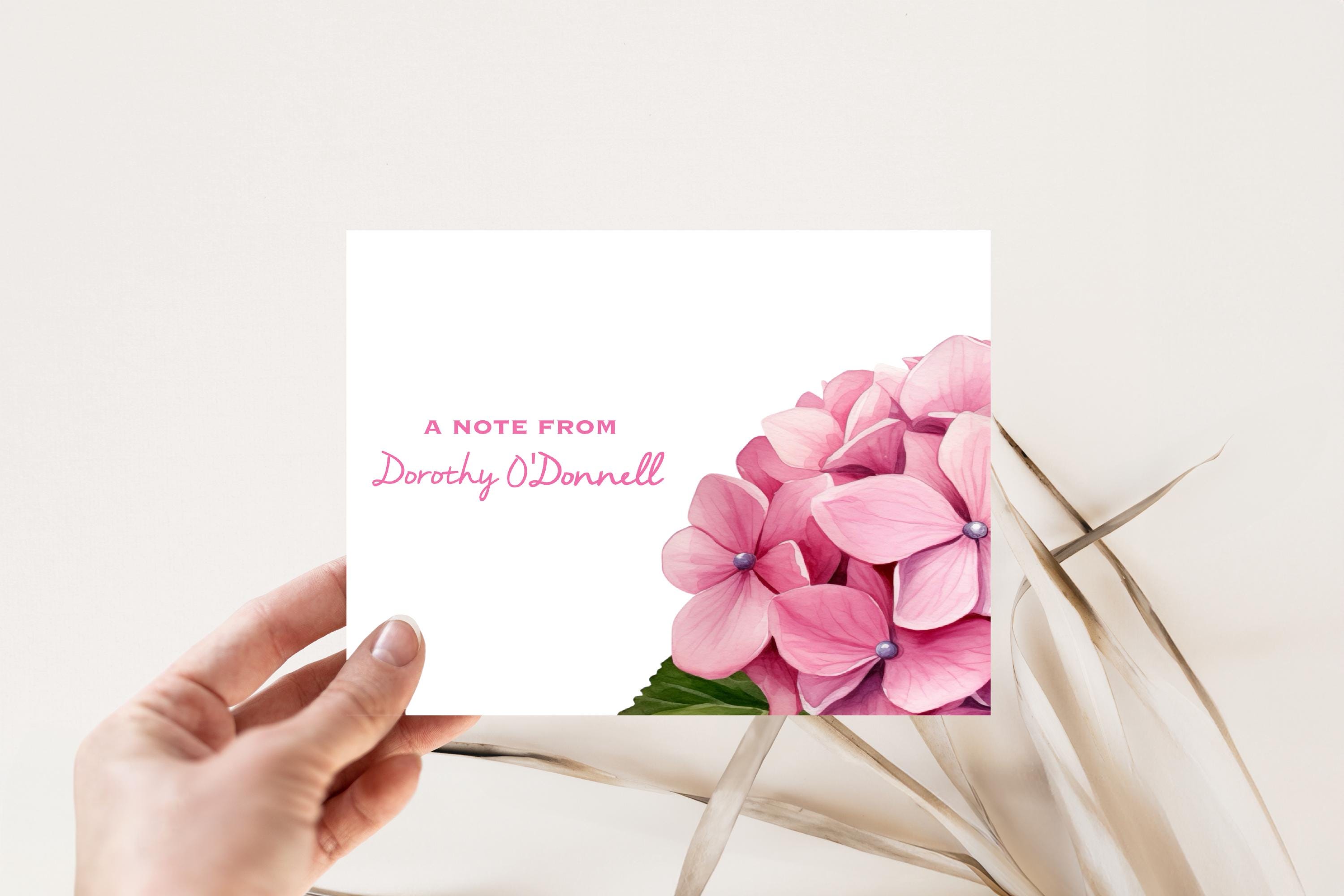 Personalized Stationery || Pink Floral Cards || Hydrangea Stationery - Etsy