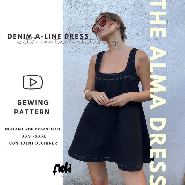 A-Line Denim Dress Sewing Pattern (PDF)
