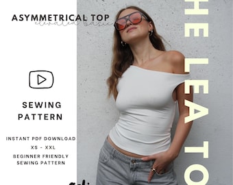 Trendy asymmetrisch naaipatroon bovenaan