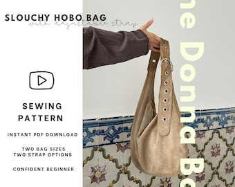 Hobo bag sewing pattern with adjustable strap | The Donna bag