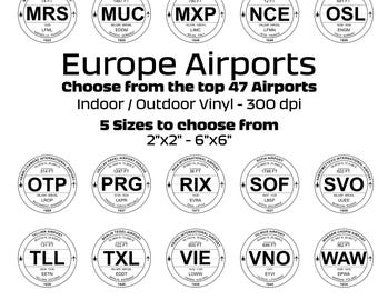 Europe Airport Airplane Flight Crew Vinyl Indoor Outdoor Stickers European Airport Souvenir Travel Gift