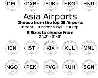 Asia Airport Airline Flight Traveler Vinyl Indoor Outdoor Stickers Airport Souvenir Airplane & Aircraft Travel Gift