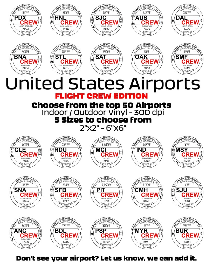 Air Charter Sticker US Airport Airline Flight CREW Edition Vinyl Indoor Outdoor Stickers ...
