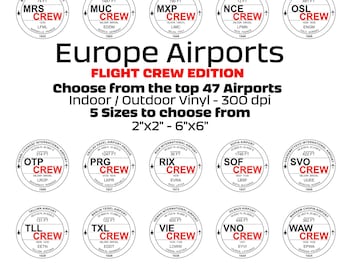 Europa Flygplats Flygplan CREW Edition Vinyl Inomhus Utomhus Klistermärken Europeisk Flygplats Souvenir Resepresent