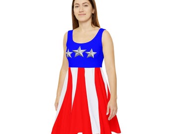 Vestido skater de Capitán América para mujer (AOP)