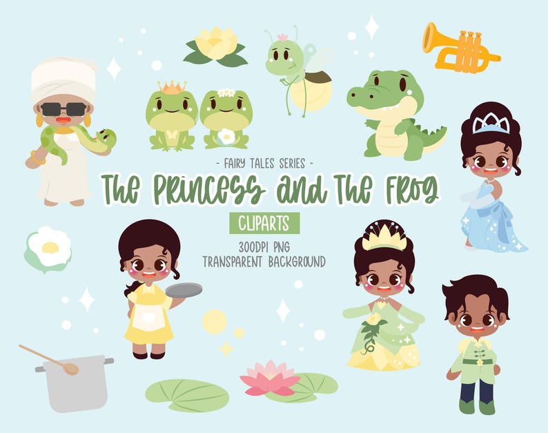The Princess and the Frog Clipart, Princess Clipart, Fairytale Clipart ...