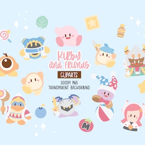 Kirby Clipart, Kirby and Friends Clipart, Cartoon Clipart, PNG Clipart, Cute Graphic, Pastel Colors Cartoon