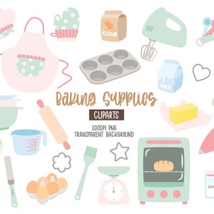 Baking Supplies Clipart, Cartoon Clipart, PNG Clipart, Cute Graphic