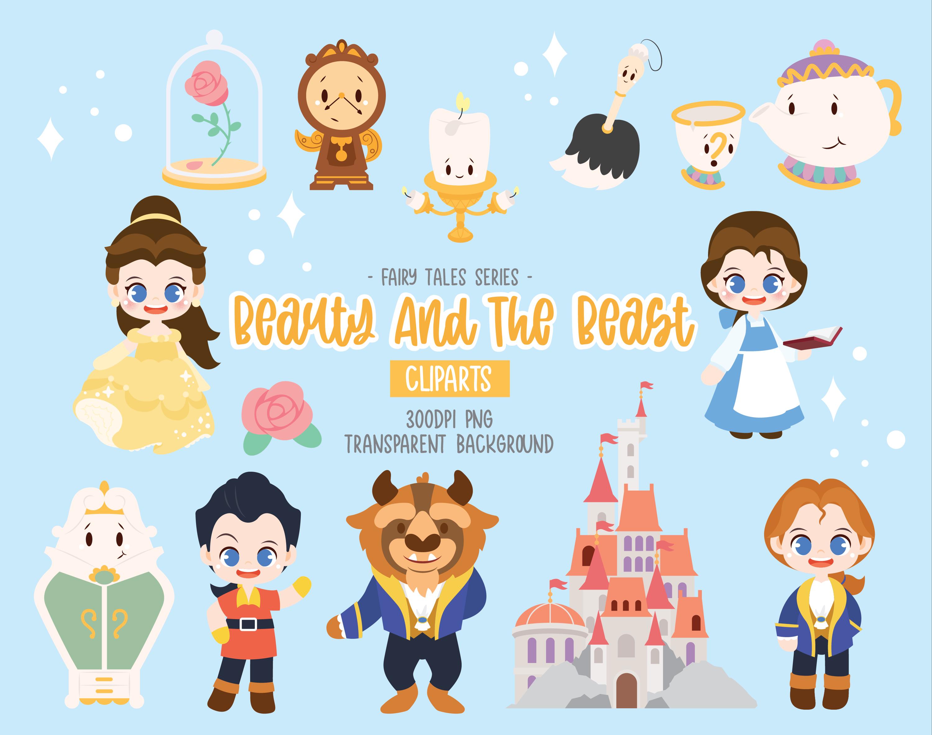 Beauty and the Beast Clipart, Princess Clipart, Fairytale Clipart, PNG ...